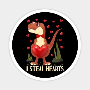 i steal hearts valentines day dinosaur t rex Magnet